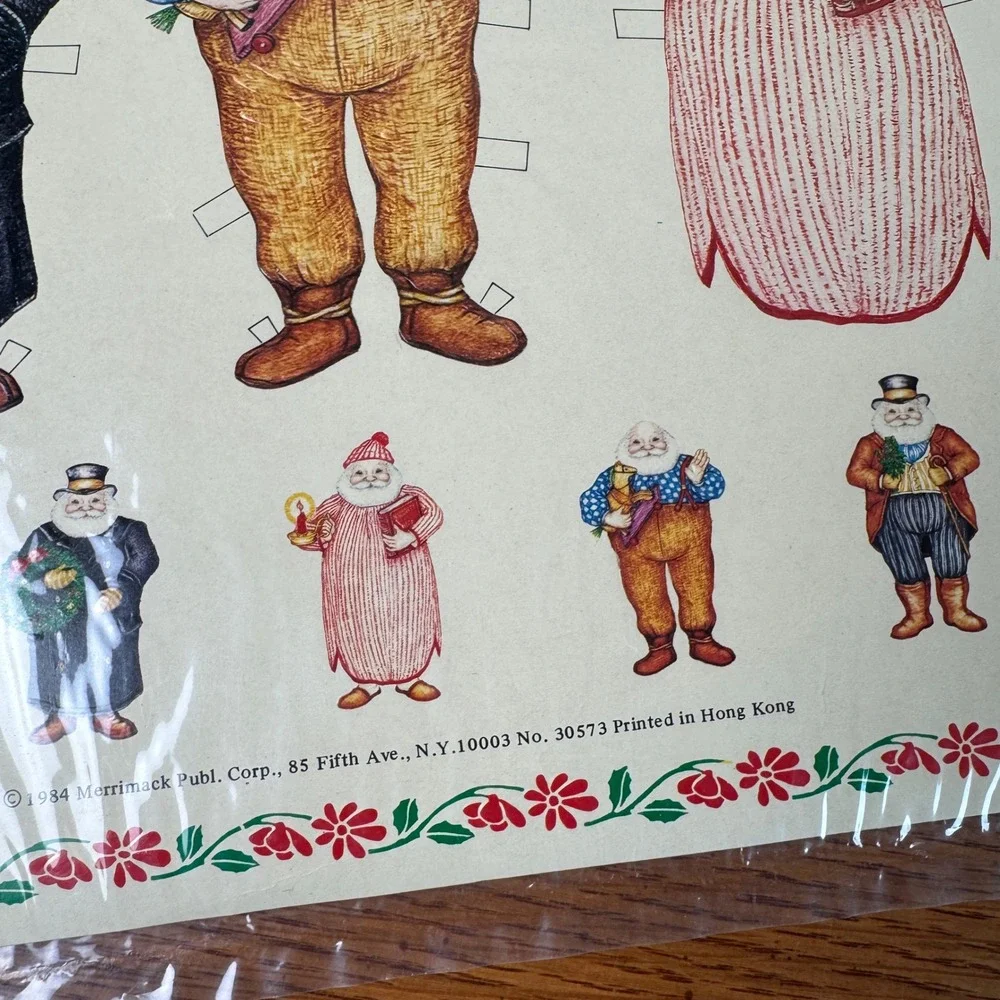 1984 Santa Costume Sheet Embossed Cut Out Vintage Christmas Craft‎ Paper Doll